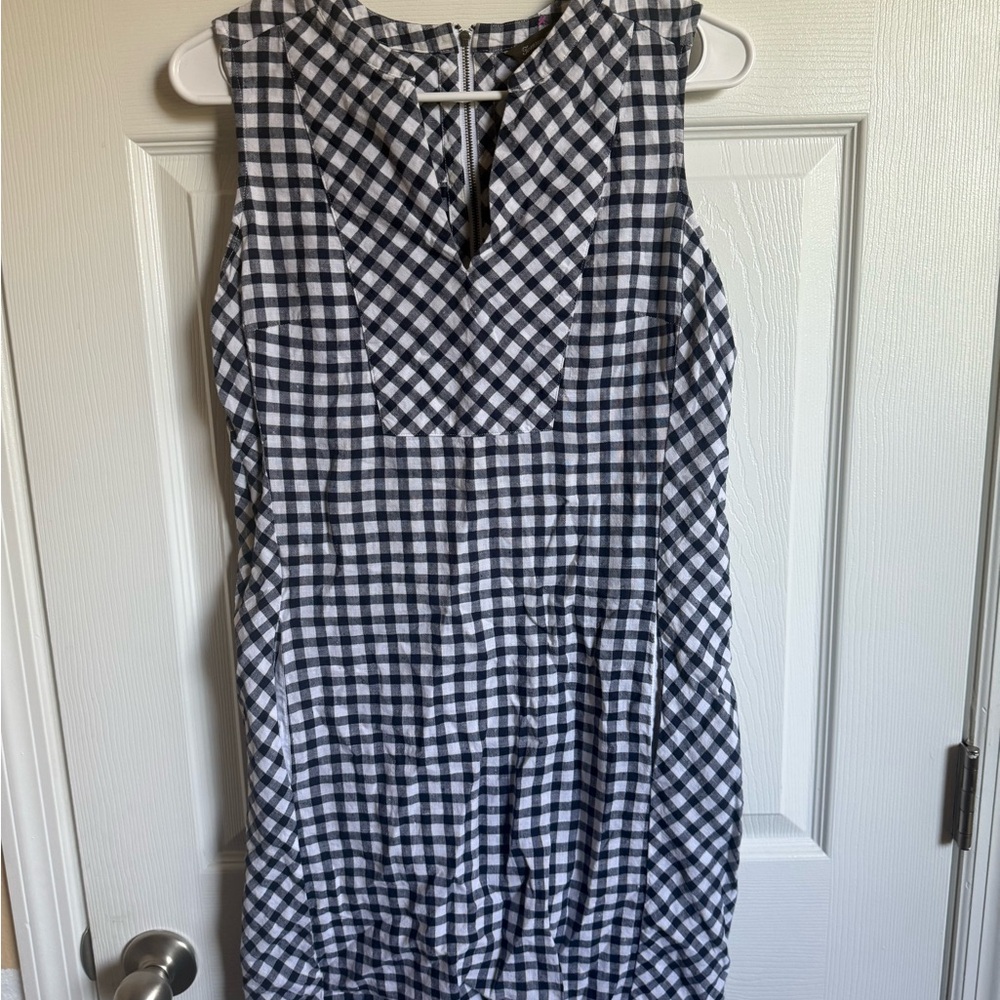 Tommy Bahama Gingham Navy and White Plaid Mini Dress. XS